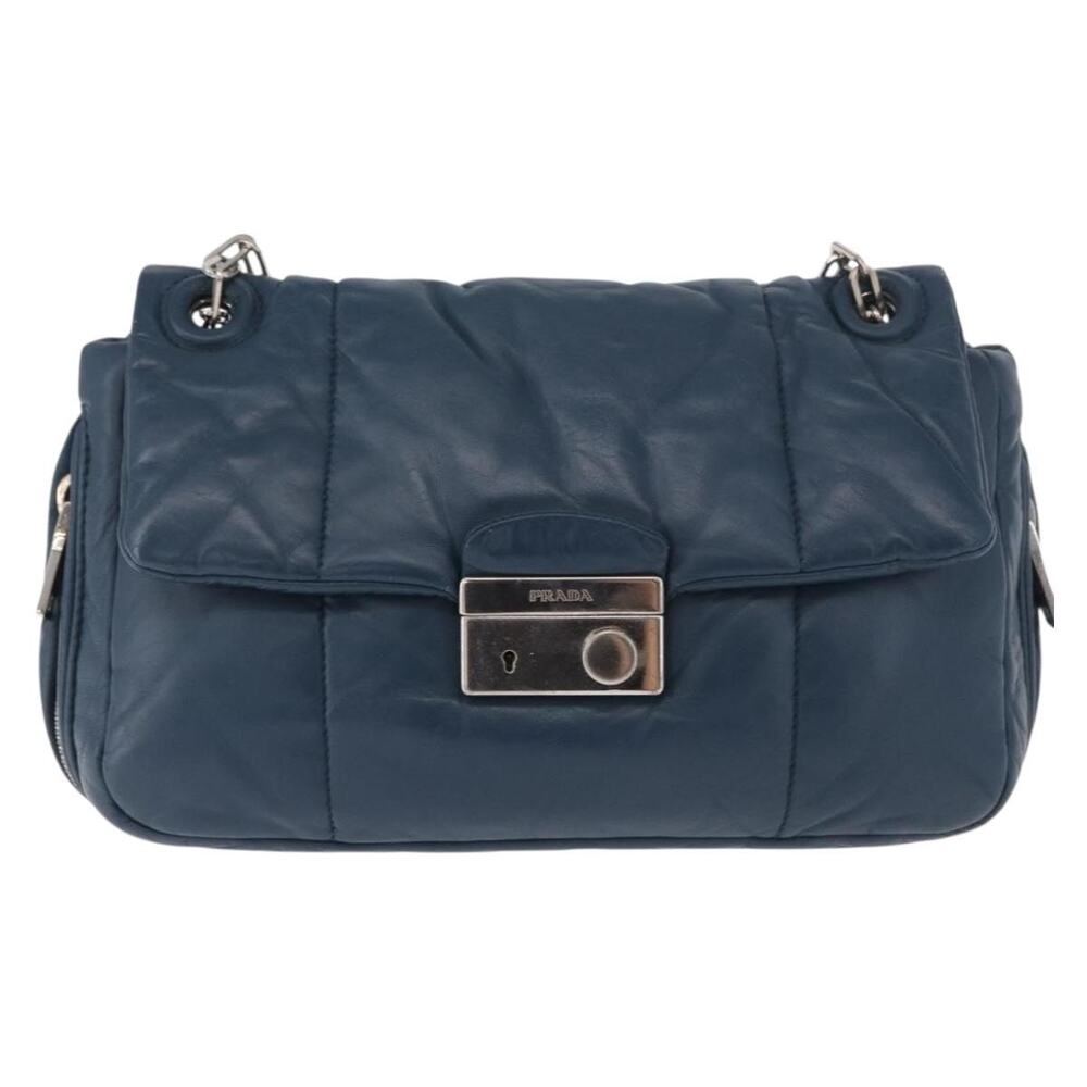 Prada Leather Chain Shoulder Bag Blue